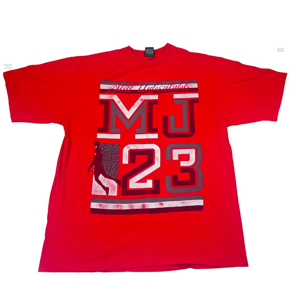 Vintage Y2K Michael Jordan MJ23 Graphic T Shirt Red XL Basketball Streetwear Tee
